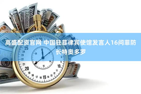 高盛配资官网 中国驻菲律宾使馆发言人16问菲防长特奥多罗